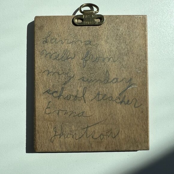 Wood Plaque Wall Decor, Charlotte Becker, Baby In Chair, 3.25"x2.75" Vintage - Picture 10 of 12